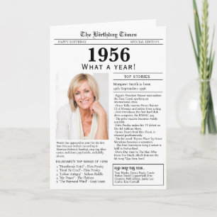 Cartão de aniversário de jornal de 1956
