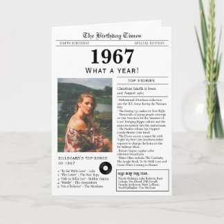 Cartão de aniversário de jornal de 1967