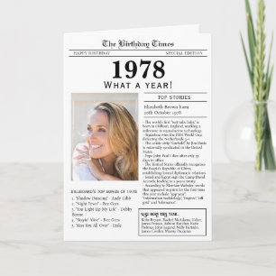 Cartão de aniversário de jornal de 1978