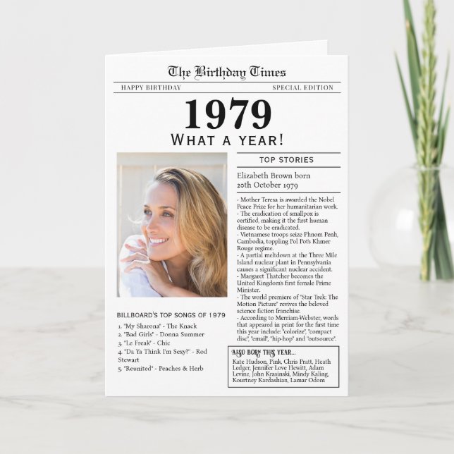 Cartão de aniversário de jornal de 1979 (Frente)