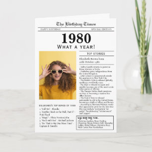 Cartão de aniversário de jornal de 1980