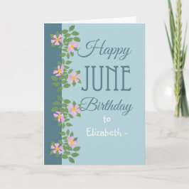 Cartão de aniversário de junho para personalizar c