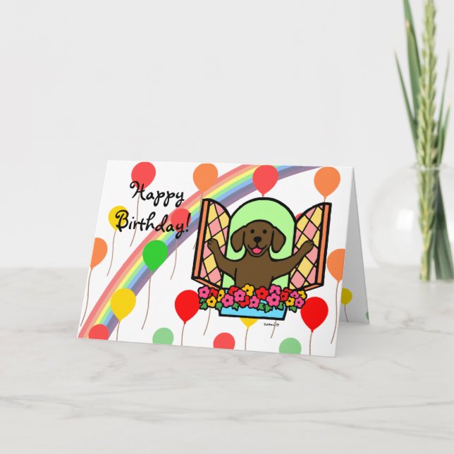 Cartão de aniversário de Labrador do chocolate (Frente)