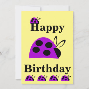 Cartão de Aniversário de Ladybug Roxo