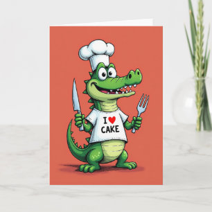 Cartão de Aniversário de Lagarto de Desenho