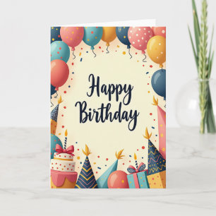 Cartão de Aniversário de Letra Colorida