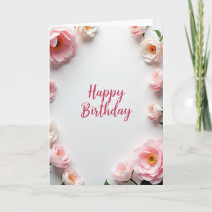 Cartão de Aniversário de Letra Elegante Peônia