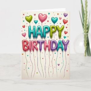 Cartão de Aniversário de Letra Flutuante