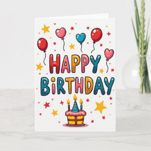Cartão de Aniversário de Letras Divertidas
