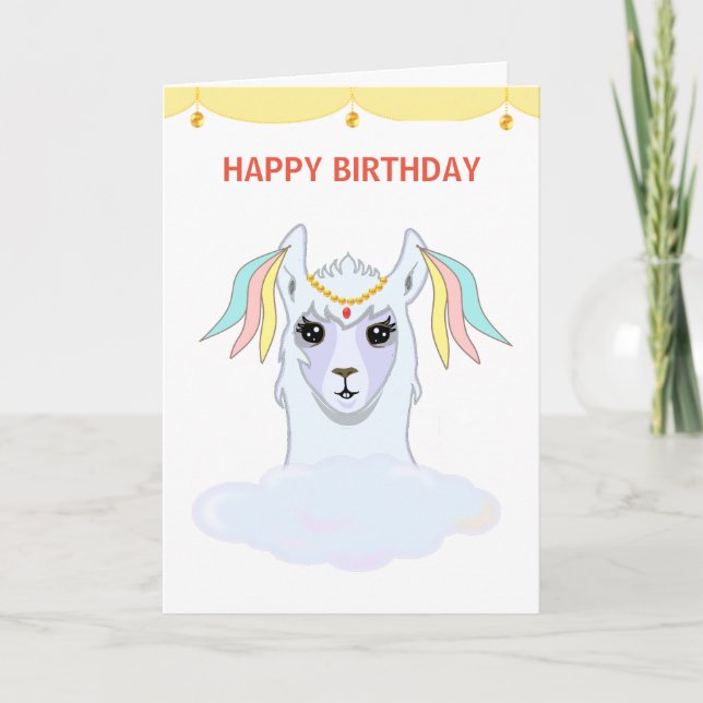 Cartão de Aniversário de Lhama (Frente)