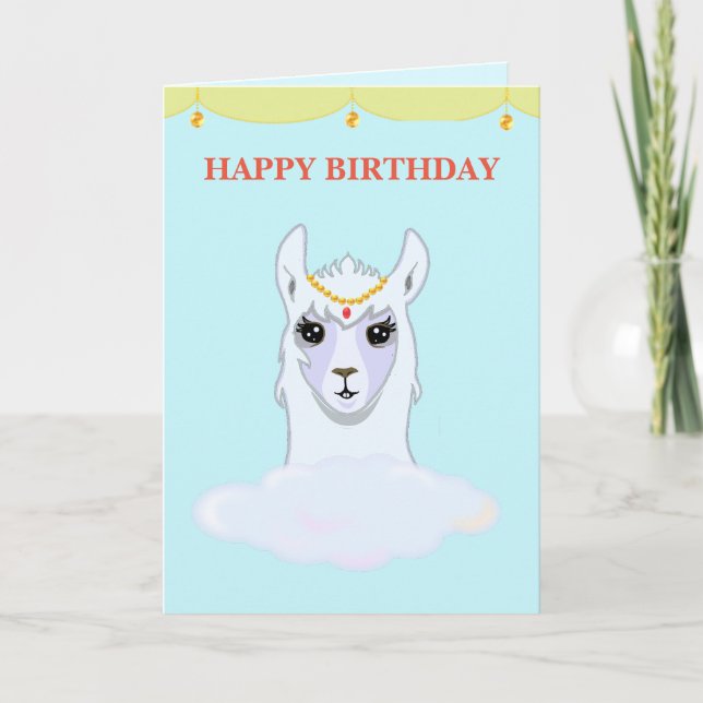 Cartão de Aniversário de Lhama (Frente)