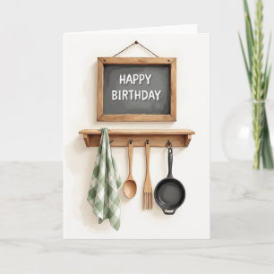 Cartão de Aniversário de Lousa de Giz Rústico