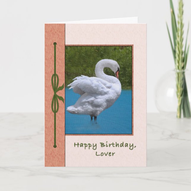 Cartão de aniversário de Lover com pássaro cisne m (Frente)