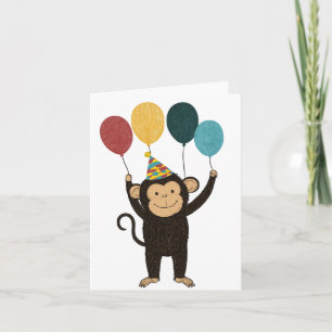 Cartão de Aniversário de Macaco Cheio