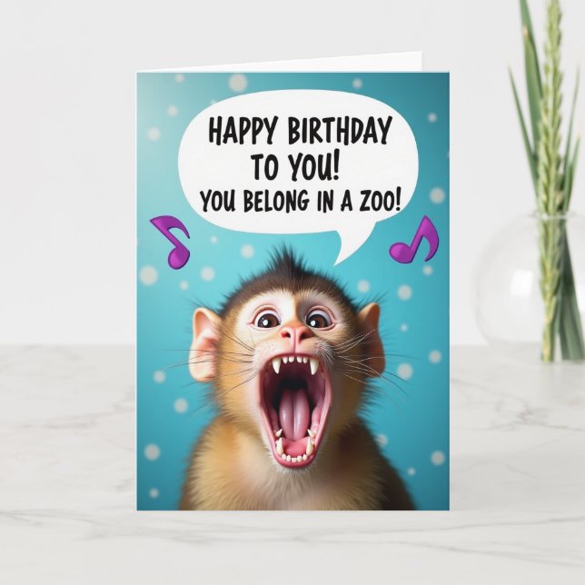 Cartão de Aniversário de Macaco Engraçado (Frente)