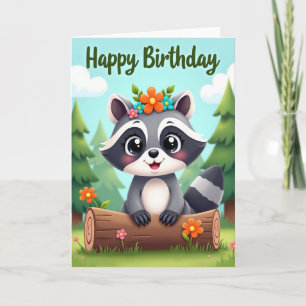 Cartão de Aniversário de Mamífero da Floresta Flor