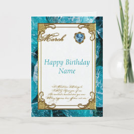 Cartão de Aniversário de Março Aquamarine