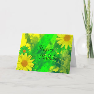 Cartão de Aniversário de Margaridas Brilhantes