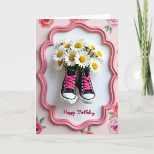 Cartão de Aniversário de Margaridas Doces Sapatos