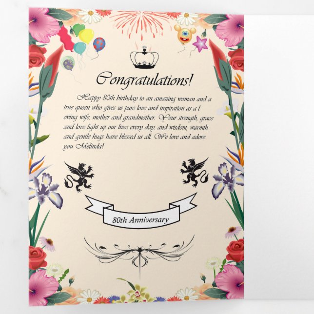 Cartão de Aniversário de Melinda (Dentro primeiro)