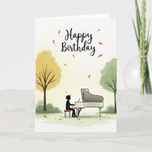 Cartão de Aniversário de Melodia de Piano