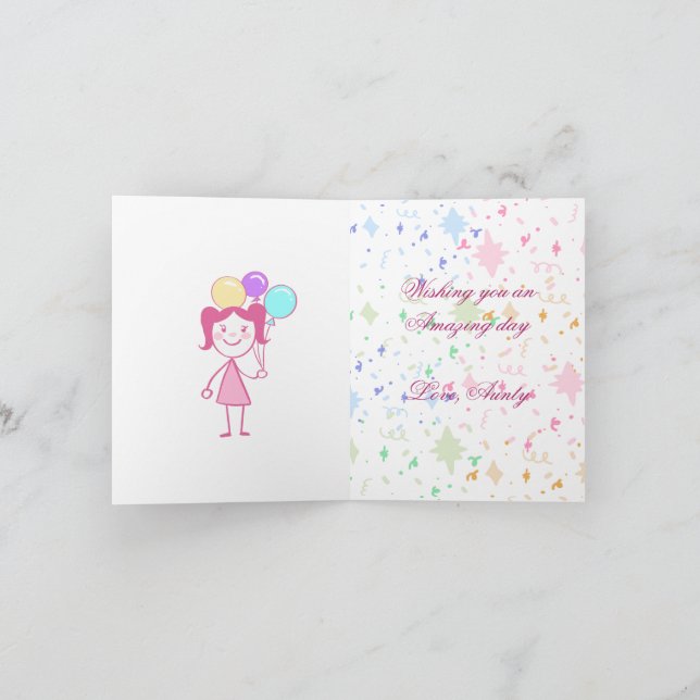 Cartão de aniversário de menina (Interior)