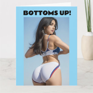 CARTÃO DE ANIVERSÁRIO DE MENINA DE BIKINI E BUMBUM