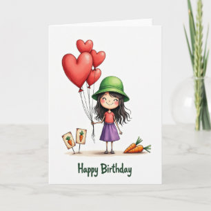 Cartão de Aniversário de Menina Feliz