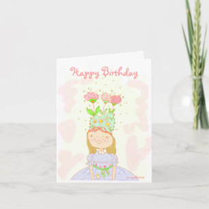 Cartão de aniversário de menina florista