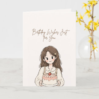 Cartão de Aniversário de Menina Fofa