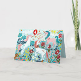 Cartão de aniversário de meninas fofas unicórnio
