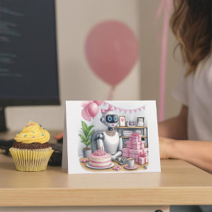 Cartão de Aniversário de Meninas Tech com Robô Bri