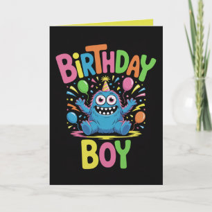 Cartão de Aniversário de Menino com Monstro Fofo C