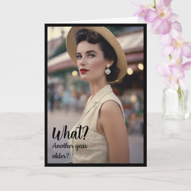 Cartão de aniversário de moda retrô engraçado (Orquídea)