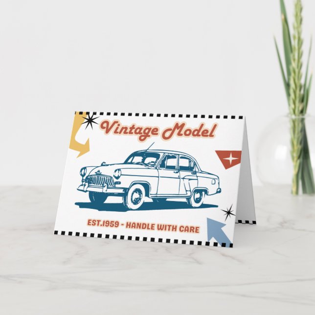 Cartão de Aniversário de Modelo Antigo - Clássico  (Frente)