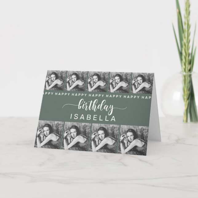 Cartão de aniversário de Modelo personalizável (Frente)