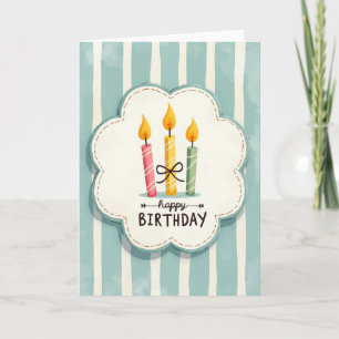 Cartão de Aniversário de Moldura Costurada