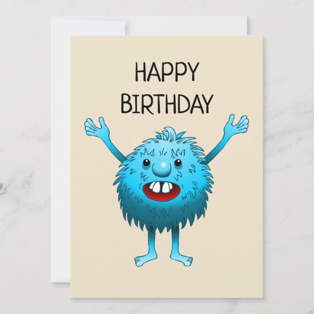 Cartão de Aniversário de Monstro Fofo (Frente)