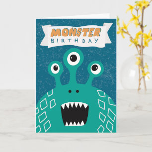 Cartão de Aniversário de Monstro para Crianças