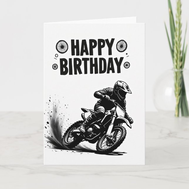 Cartão de Aniversário de Moto Artística (Frente)
