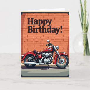 Cartão de Aniversário de Moto Clássica