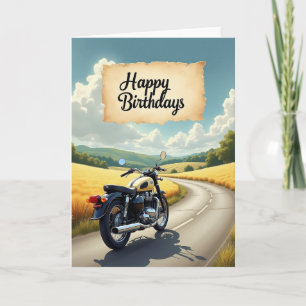 Cartão de Aniversário de Moto de Aventura