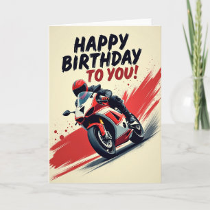 Cartão de Aniversário de Motocicleta do Piloto Din