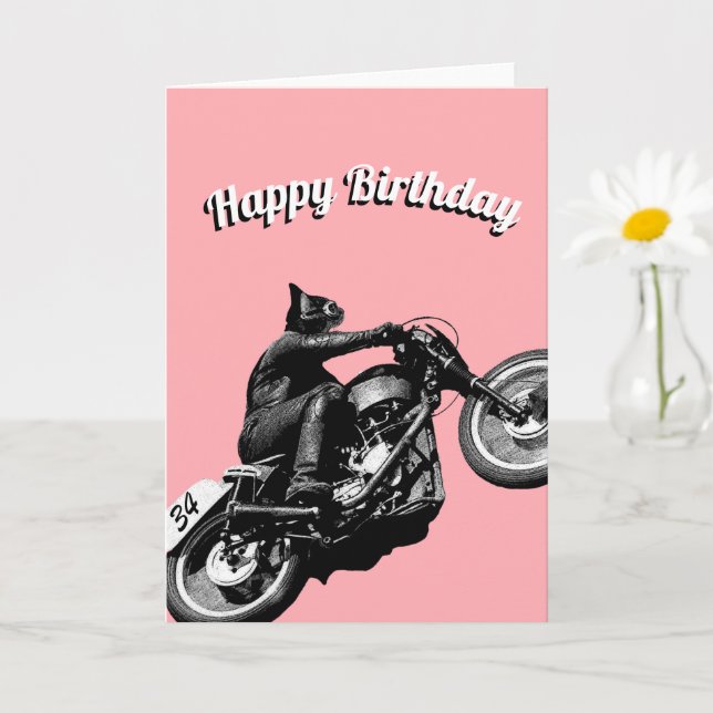 Cartão de Aniversário de Motociclista (Planta pequena)