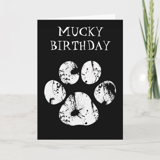 Cartão de Aniversário de Mucky Paw (Frente)
