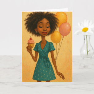 Cartão de Aniversário de Mulher Afro-Americana   C