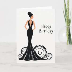 Cartão de Aniversário de Mulher Elegante