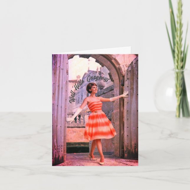 Cartão de Aniversário de Mulher Moda dos anos 60 (Frente)