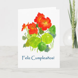 Cartão de Aniversário de Nasturtium - Saudação