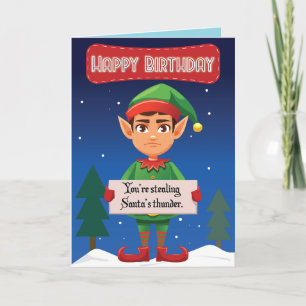Cartão de Aniversário de Natal Grumpy Elf